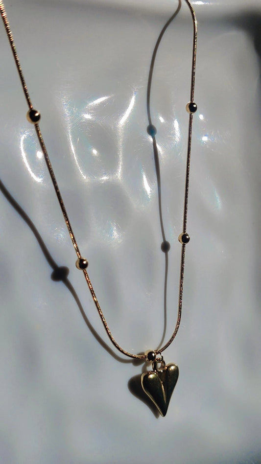 Golden Heart  with beads  Chain – Minimal Elegance